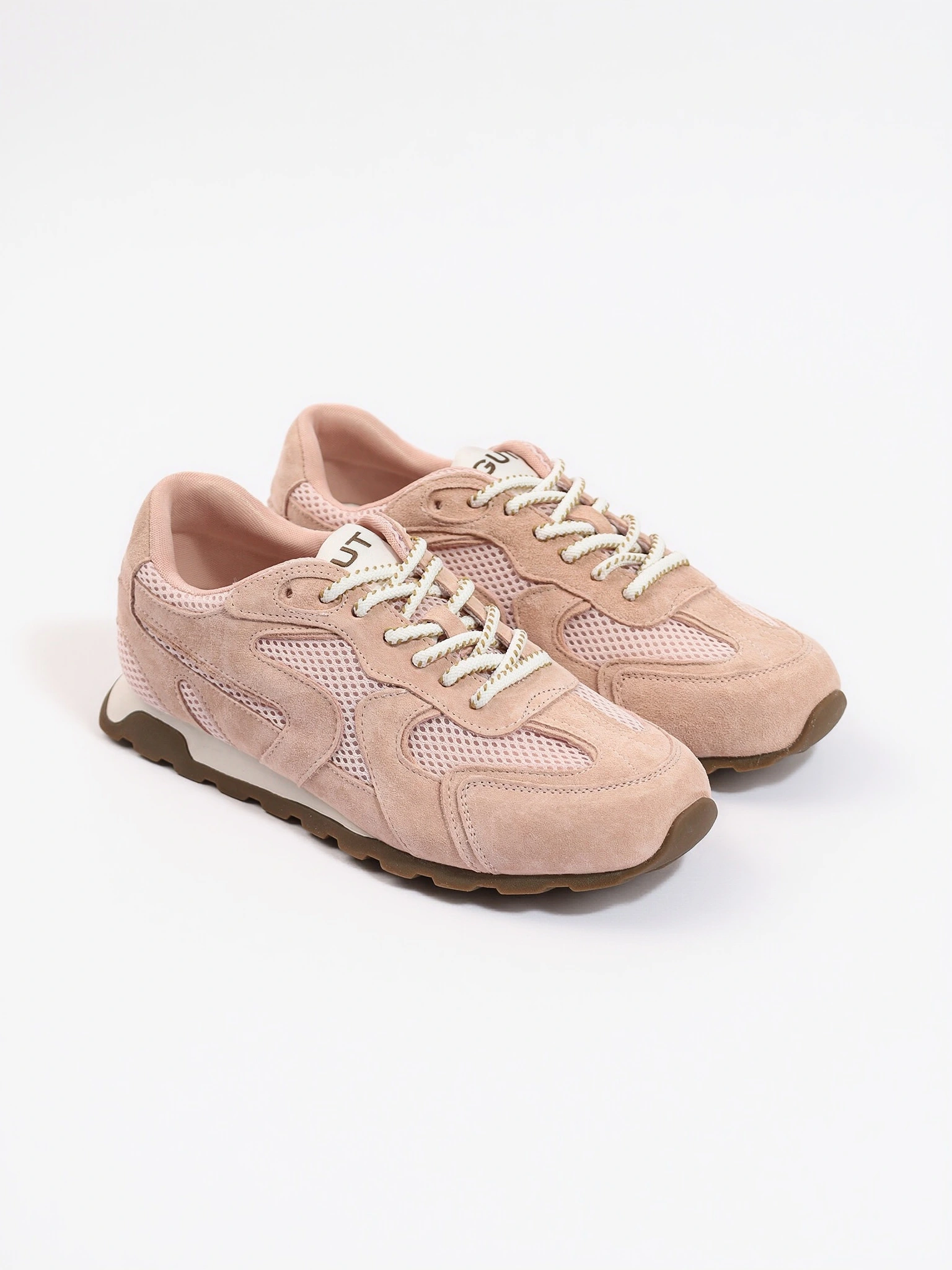 Кроссовки комбинированные розового цвета на низкой подошве